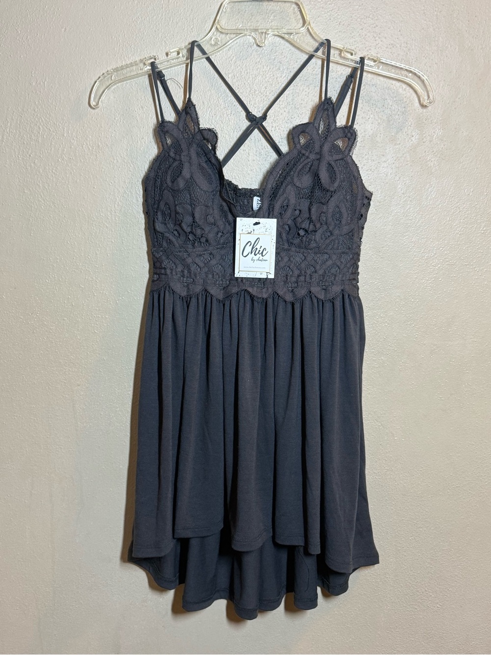 NWT Zenana Freya Tank Sz Sm Charcoal